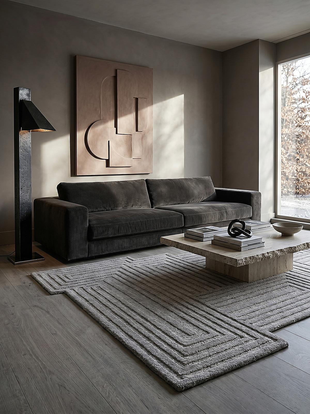WOLLTEPPICH LEVEN, geometrisch, Grau, 200 x 290 cm - Grau, Textil (290/200cm) - KADIMA DESIGN