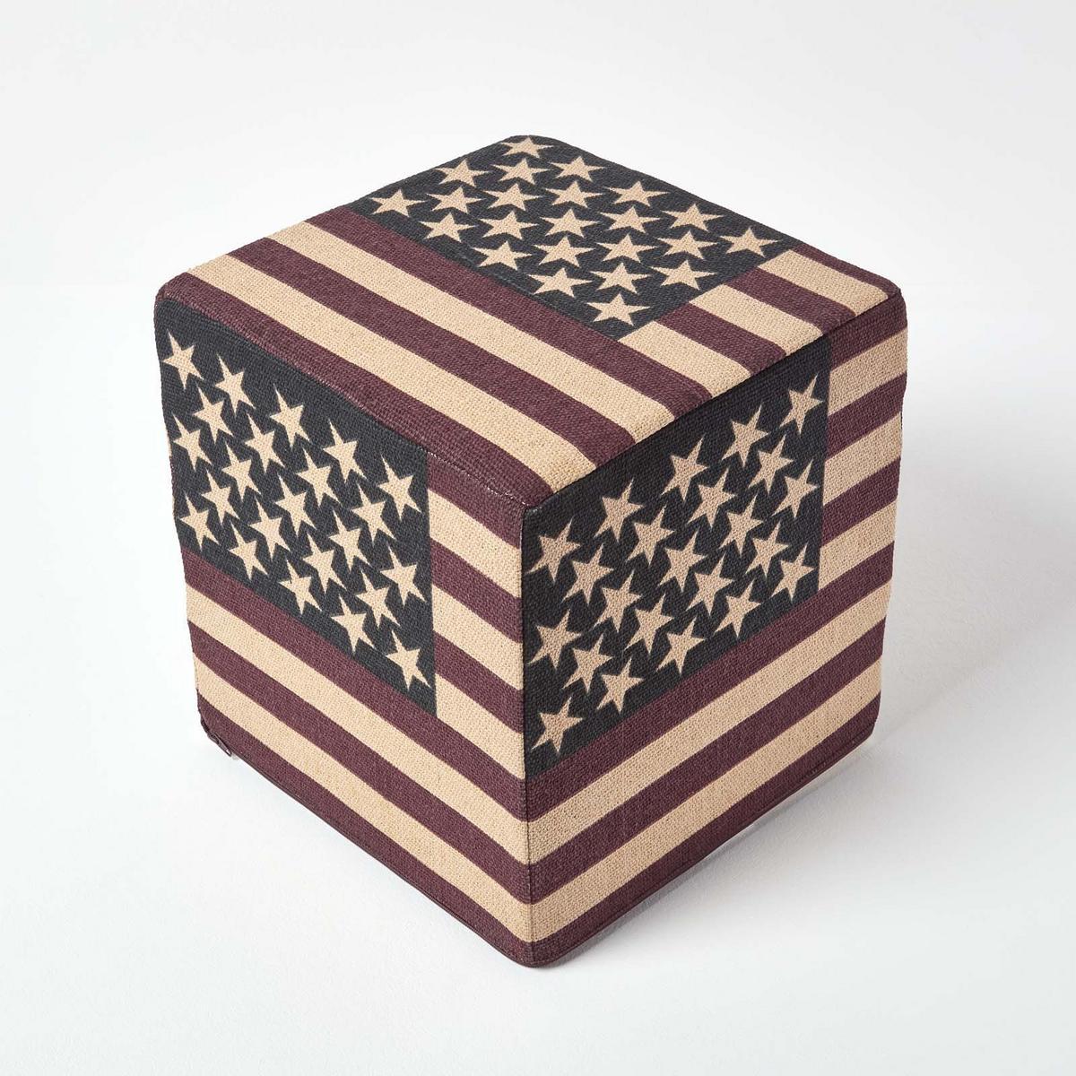 SITZWÜRFEL Stars & Stripes im Vintage-Stil, 36/36/38 cm - Dunkelblau, Textil (36/38/36cm) - Homescapes