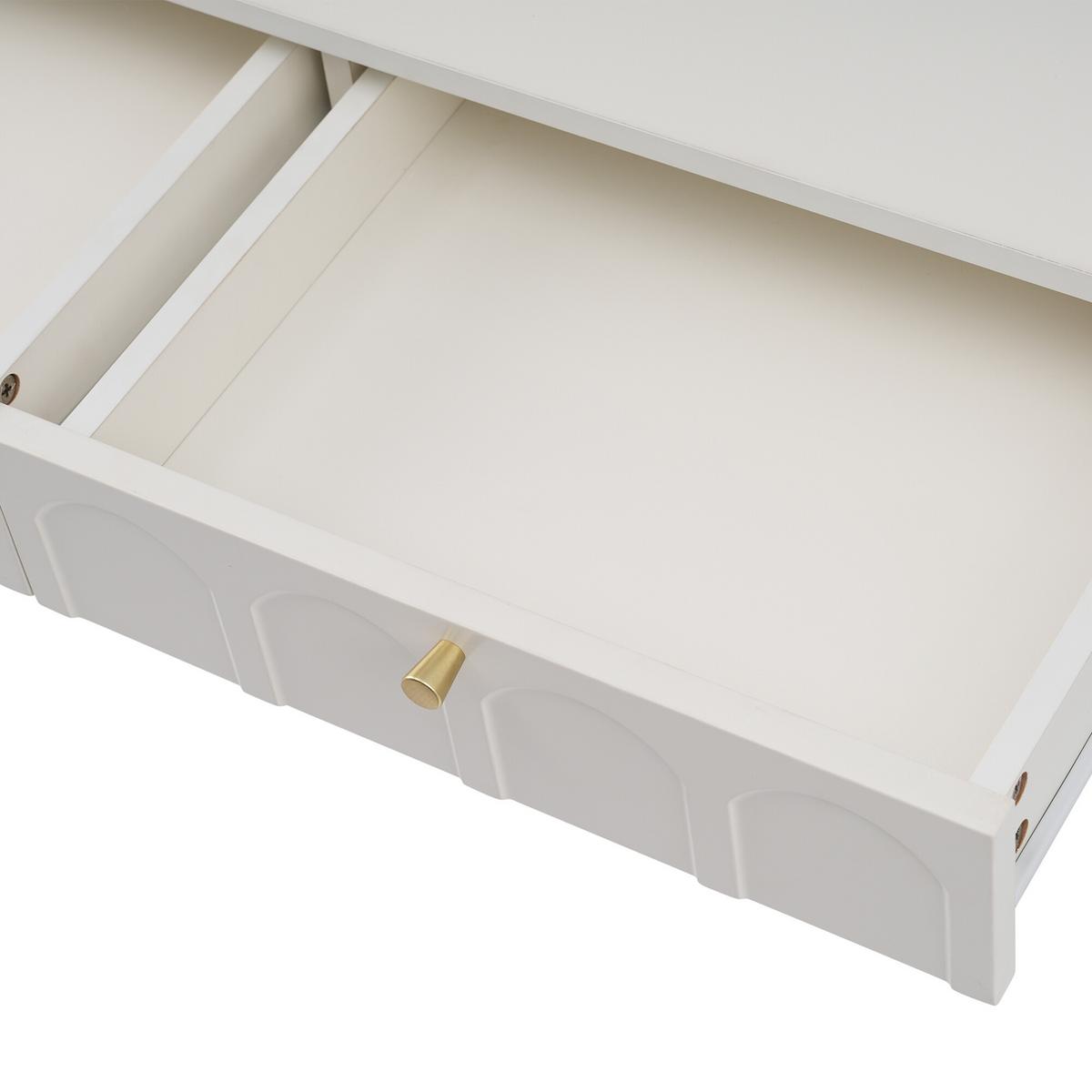 SCHMINKTISCH Cremeweiß und Golden 100/76,5/45 cm - Beige, Holzwerkstoff/Metall (100/76/45cm) - Urban Meuble