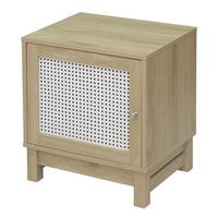 NACHTTISCH mit 1 Tür Rattanimitat - Eschefarben, Holzwerkstoff (35/50/35cm) - Calicosy