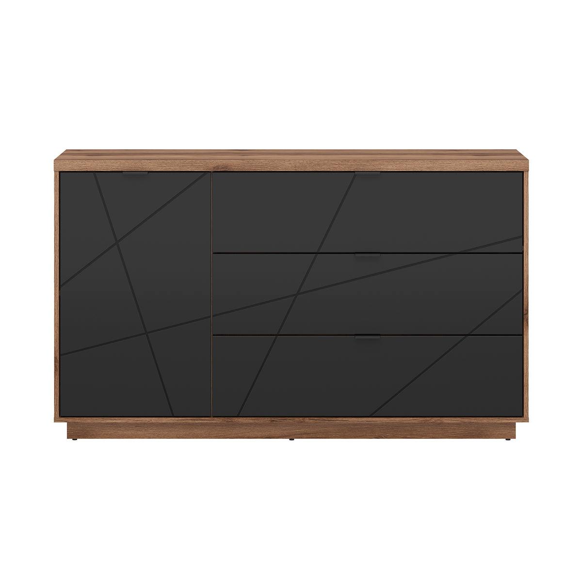 SIDEBOARD Sven Schwarz und Holz - Schwarz, Holzwerkstoff (156/93/43cm) - Petits-meubles