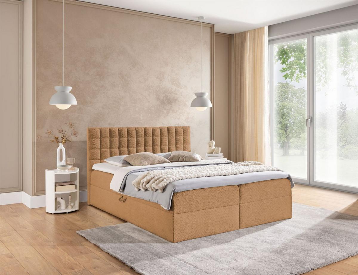 BOXBETT Toribo - Aubergine, Holzwerkstoff/Textil (120/200cm) - Fun Möbel