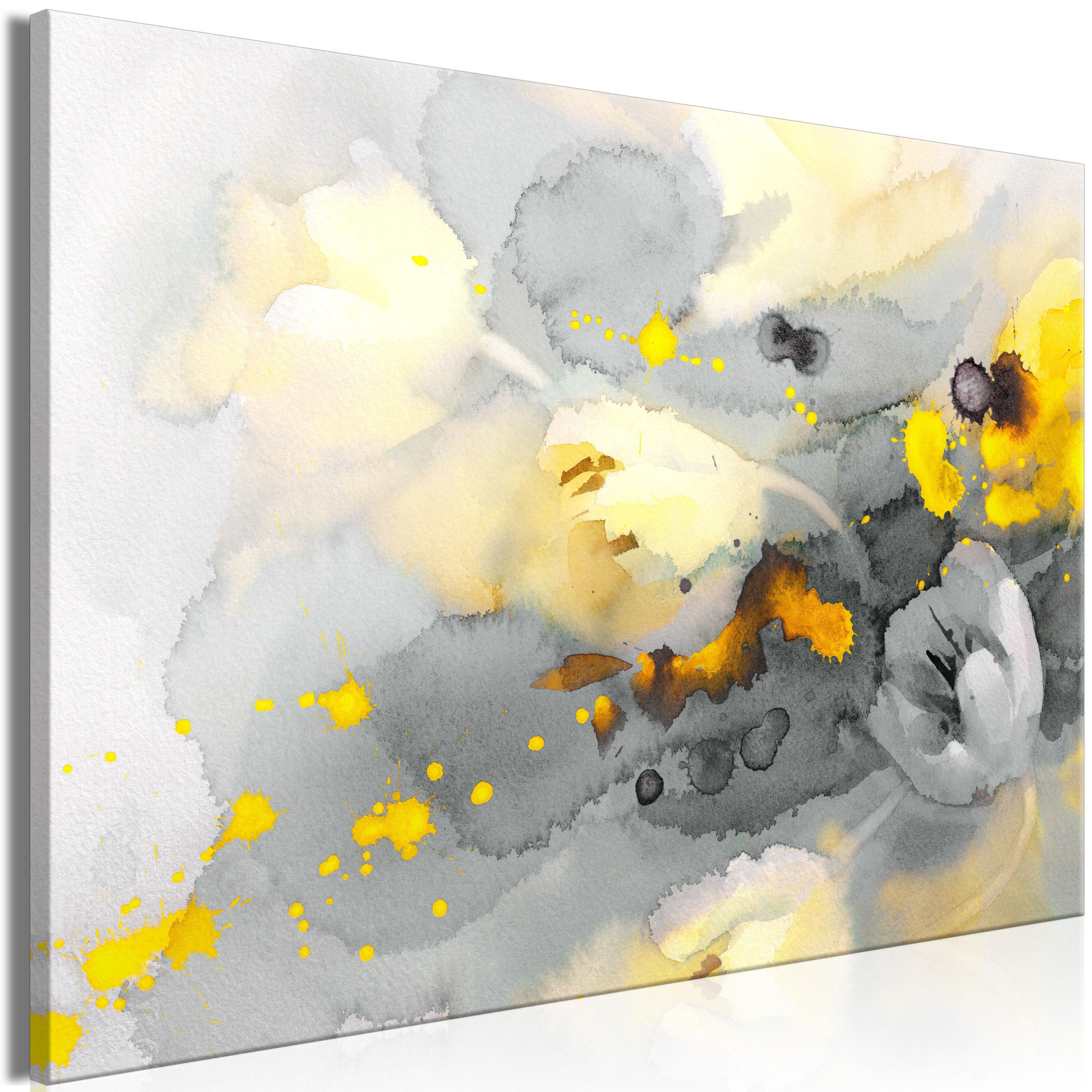 KUNSTDRUCK Grau 90/60 cm - Gelb/Grau, Textil (90/60cm) - KUNSTLOFT