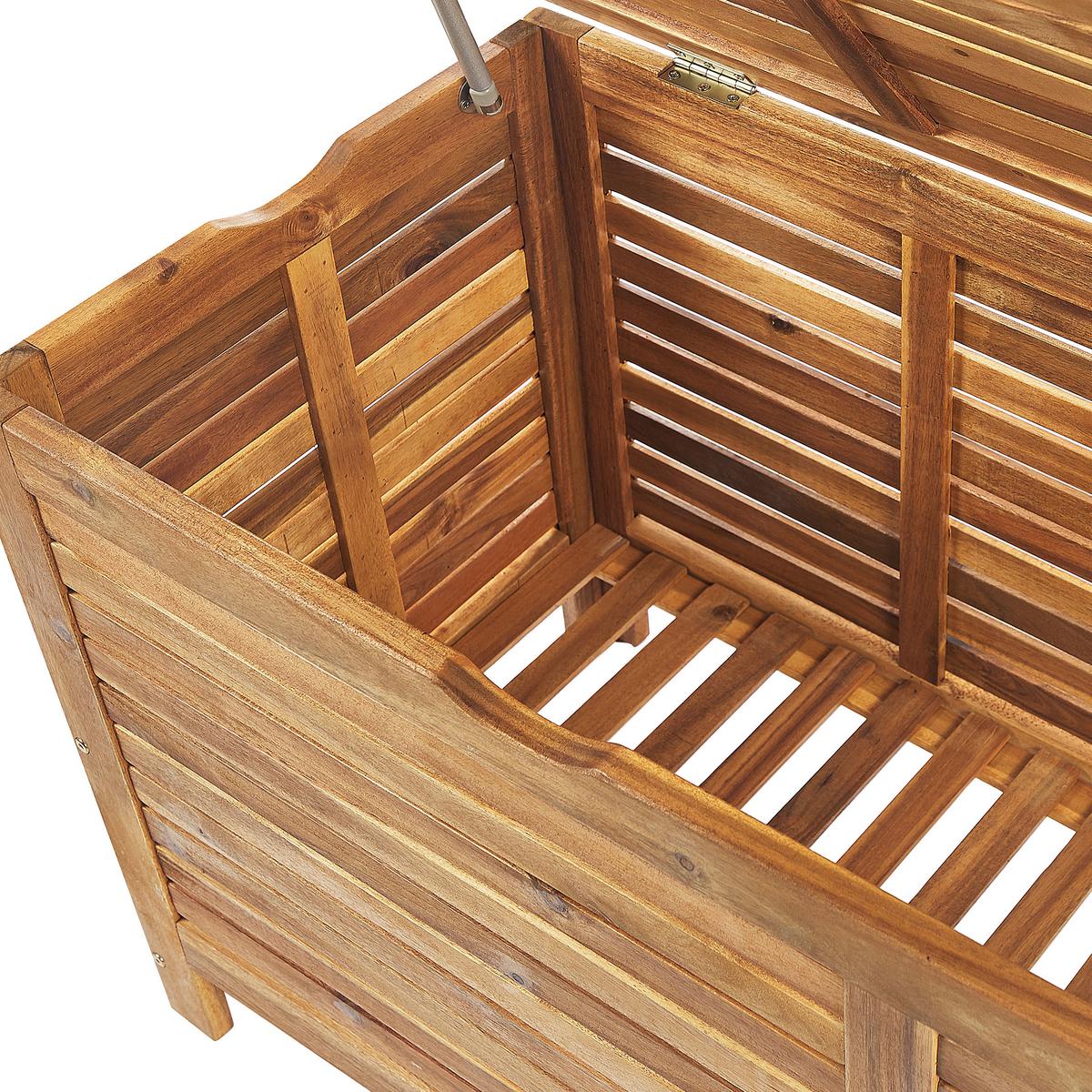 AUFLAGENBOX Akazienholz hellbraun 130/48 cm Riviera - Hellbraun, Holz (130/64/48cm) - Beliani