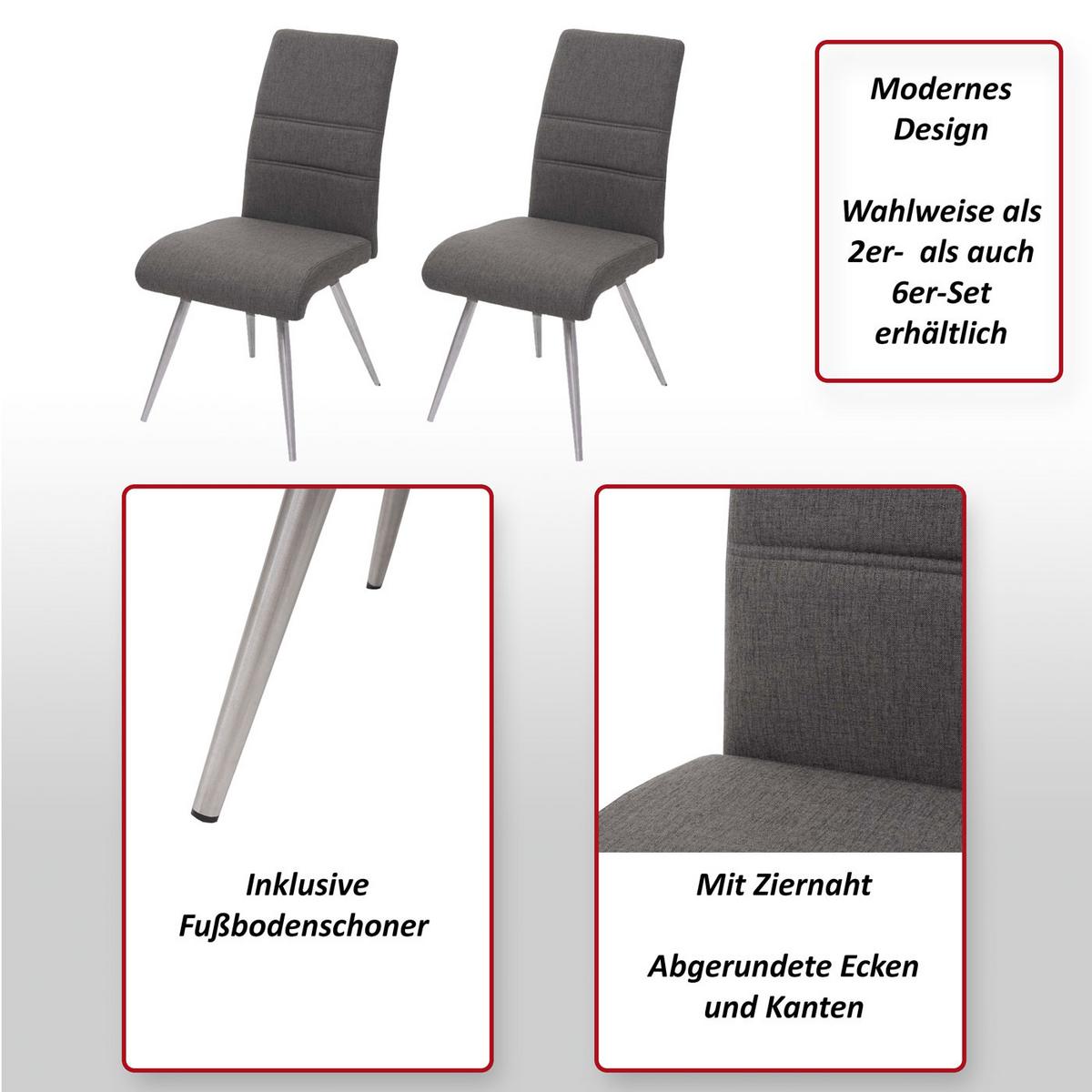 ESSZIMMERSTUHL Grau, Braun 6er-Set - Braun/Grau, Textil (68/97/64cm) - MCW