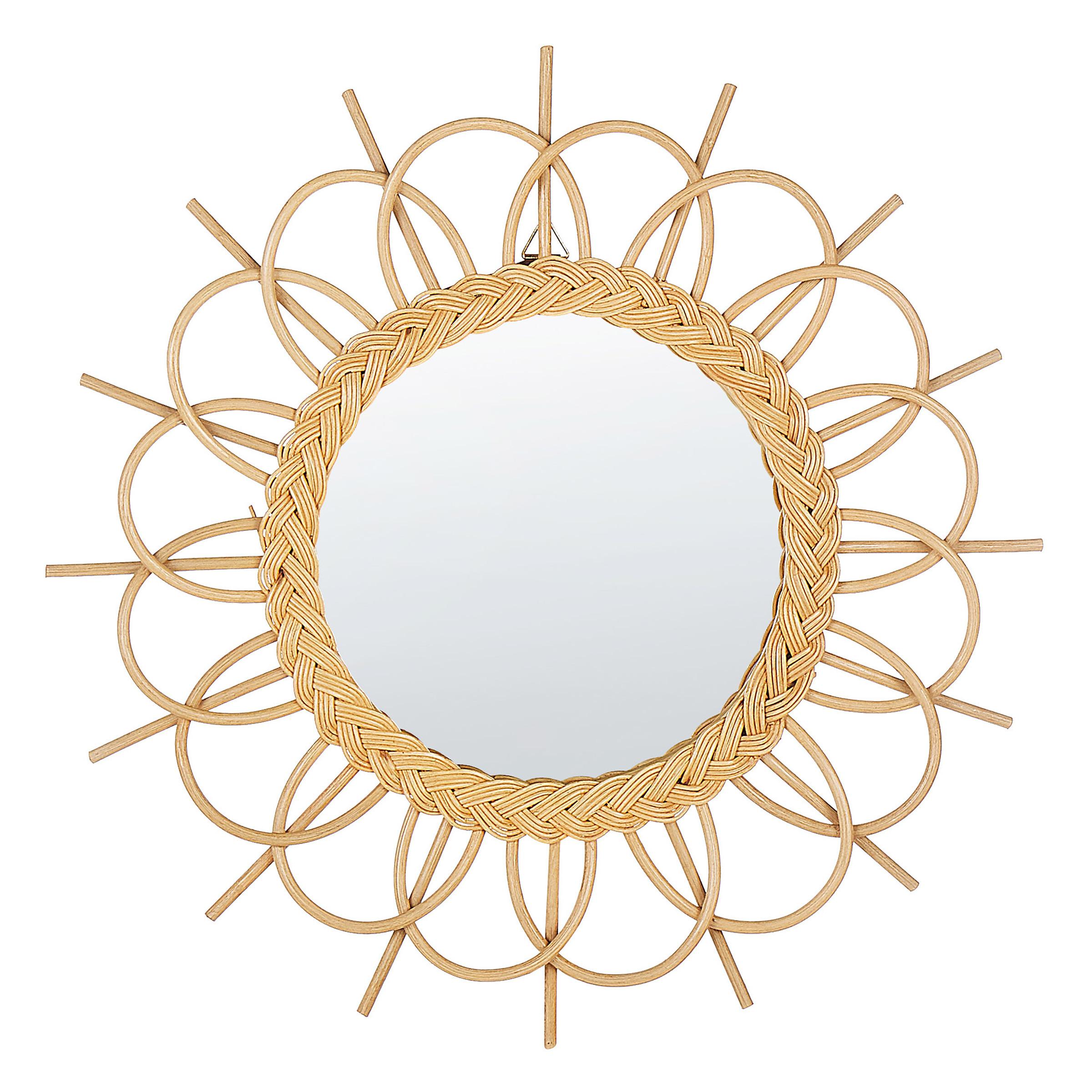 WANDSPIEGEL Rattan natürlich Sonnenform 60 cm Telakia - Beige/Naturfarben, Naturmaterialien (60/60/3cm) - Beliani