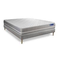 BETT Actilatex touch Latex und Memory-Schaum 120 x 190 cm h1 - Kit Bettgestell Grau - Beige/Grau, Karton/Holz (120/190cm) - ACTISOM