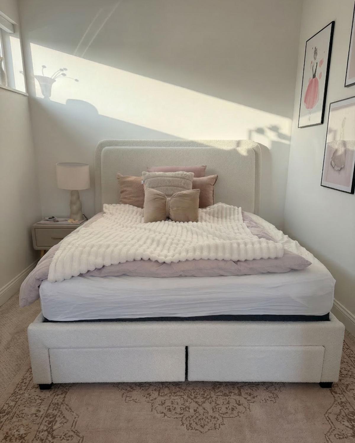 BETT 160/200 cm Cremeweiß Sardent - Schwarz/Weiß, Textil (160/200cm) - Beliani