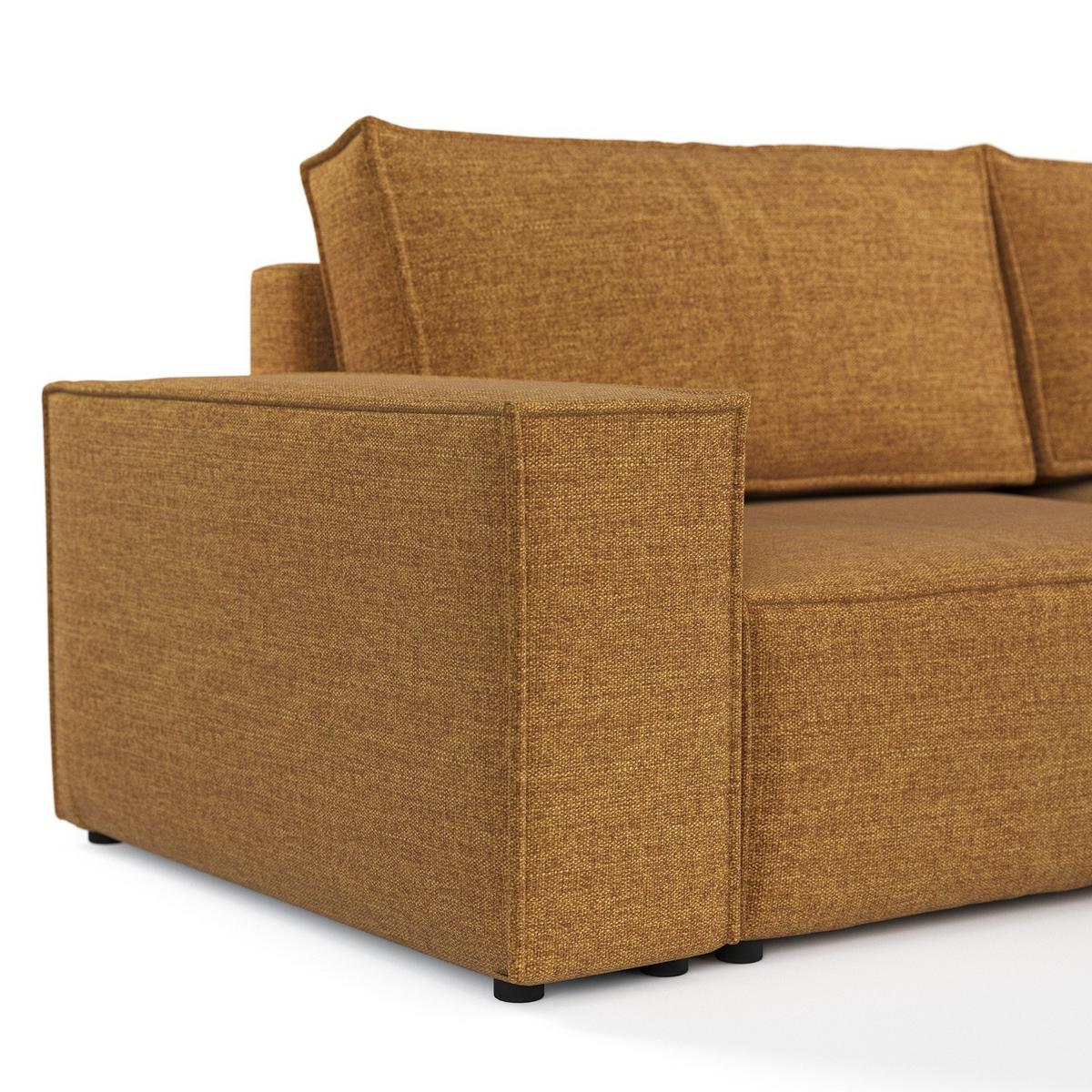 ECKSOFA CAVO mit Schlaffunktion Honiggelb im City Stoff - Schwarz/Honig, Holz/Holzwerkstoff (255/148cm) - AltaBeds