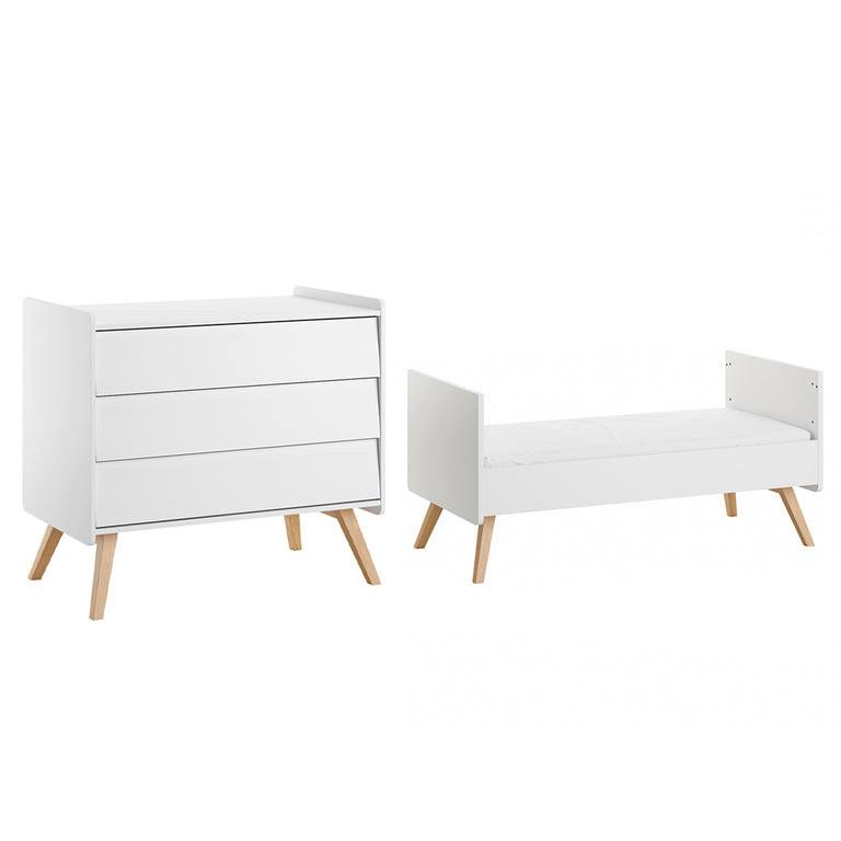 BABYZIMMER 2-teilig Vintage Weiß - Weiß, Holzwerkstoff (145/103/75cm) - Petits-meubles