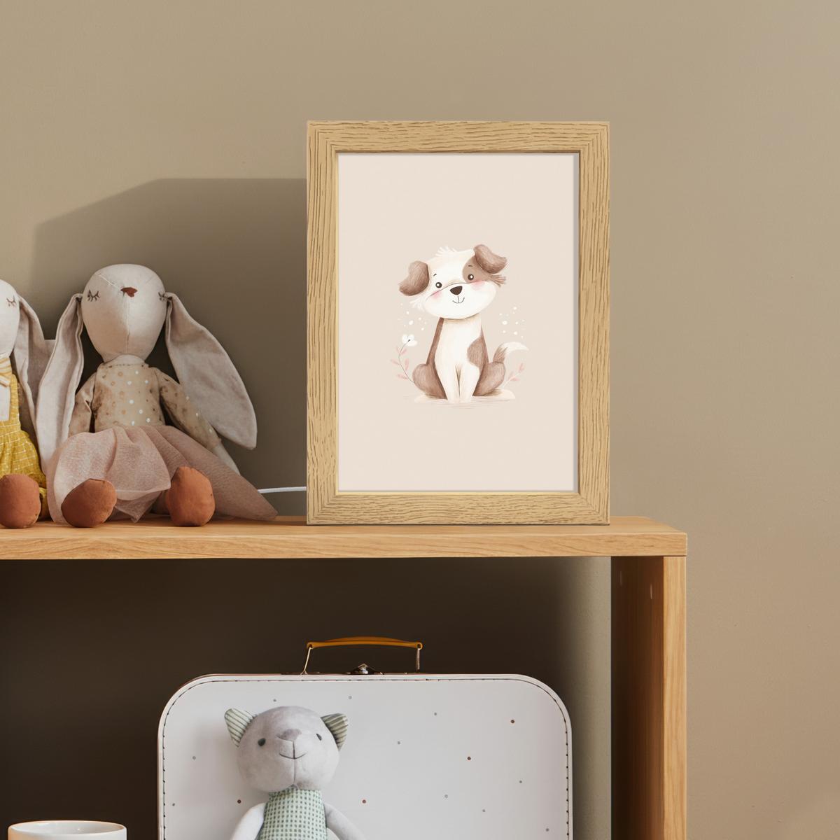 NACHTTISCHLAMPE Hund - Gefleckt - Braun 15x20 cm - Beige, Holzwerkstoff (8/15/20cm) - OnlyWow