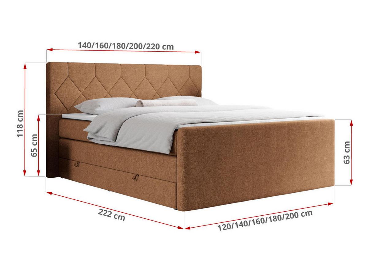 BOXSPRINGBETT KING EIGAR 140/200 Orange Struktur - H3 - Orange, Holz/Textil (140/200cm) - MKS