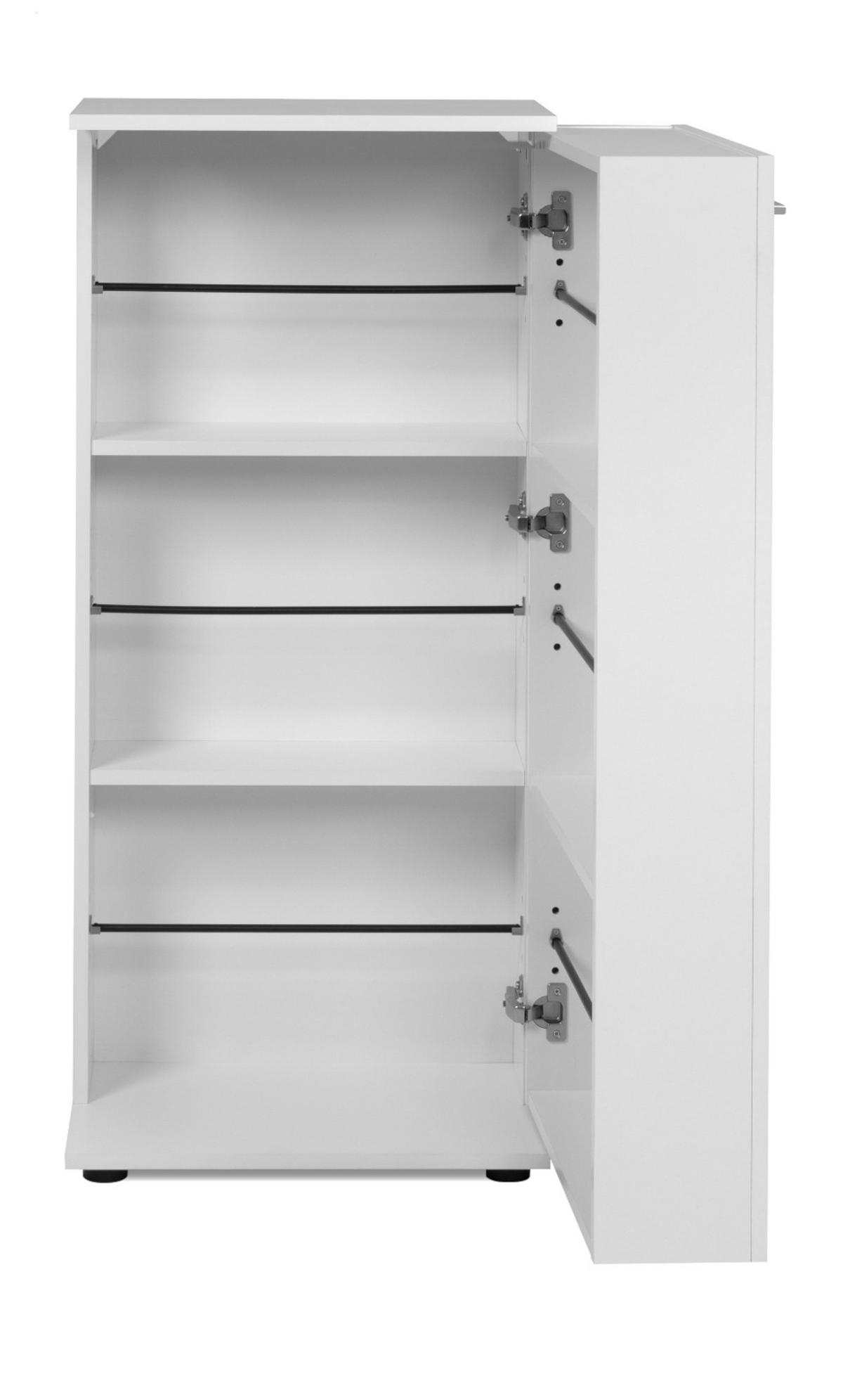 SCHUHSCHRANK weiß 50 cm, Schuhkommode aufklappbar für 12 Paar Schuhe - Silberfarben/Schwarz, Holzwerkstoff/Kunststoff (50/110/34cm) - Furn.Design