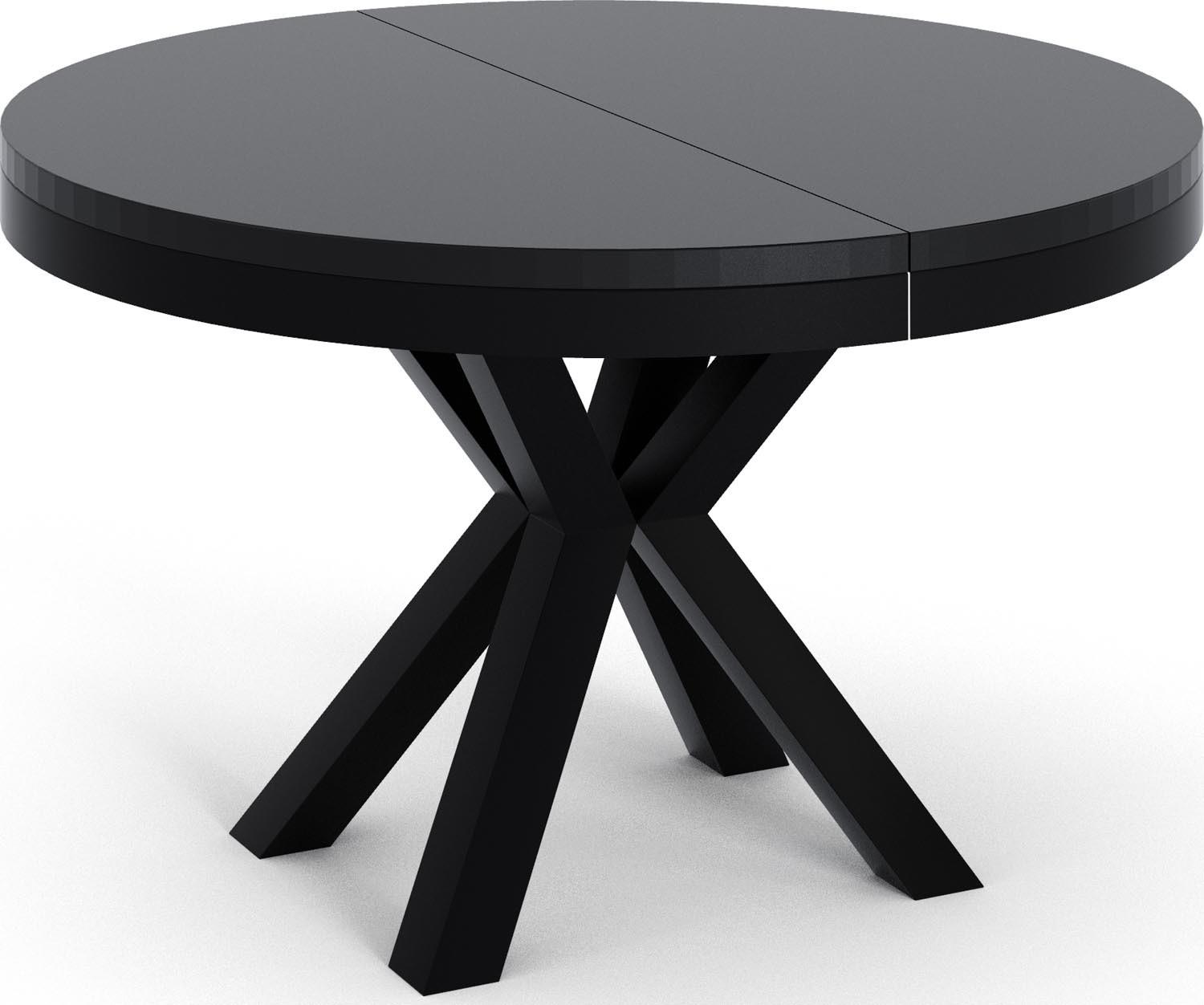 ESSTISCH Clara runder ausziehbarer, Schwarz 100-180/100/76 cm - Schwarz, Holzwerkstoff/Metall (100/180/76cm) - WFL GROUP