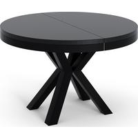 ESSTISCH Clara runder ausziehbarer, Schwarz 100-180/100/76 cm - Schwarz, Holzwerkstoff/Metall (180/100/76cm) - WFL GROUP