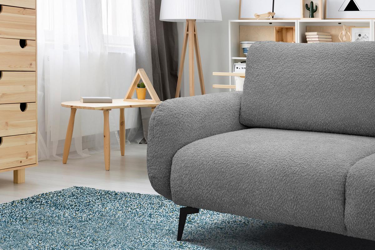 SOFA FEBE 3-Sitzer, grau - Schwarz/Grau, Holz/Textil (190/82/96cm) - Wozimo