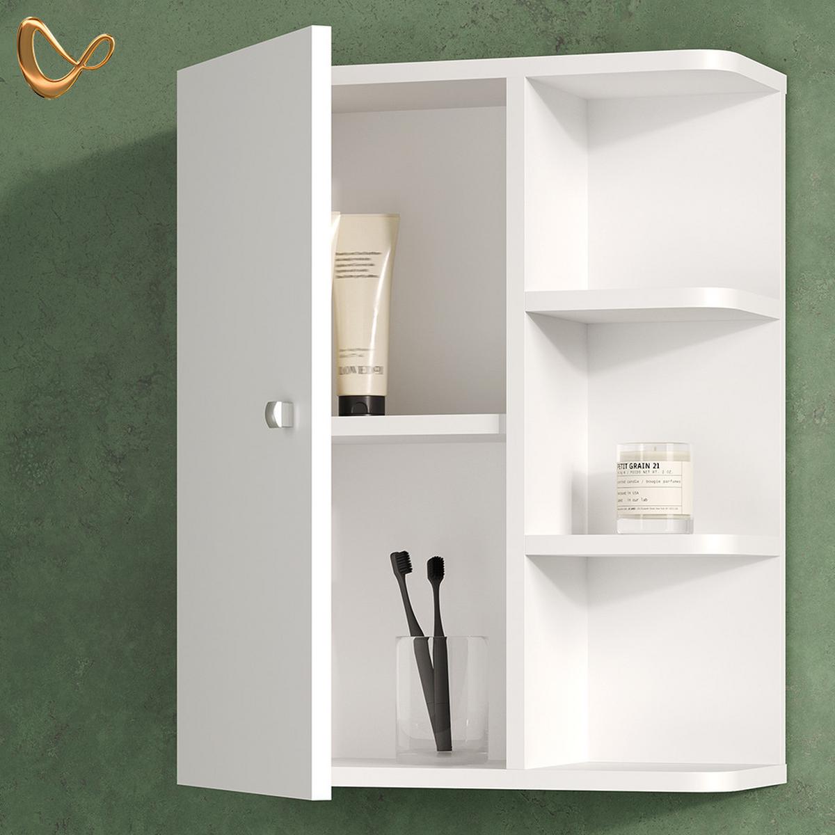 BADSCHRANK Fucino Weiß 47.2 x 59.2 cm - Weiß, Holzwerkstoff (47.2/59.2/20.8cm) - Livinity®