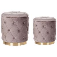POUF 2er-Set Taupe Pueblo - Taupe/Goldfarben, Textil (33/44/33cm) - Beliani