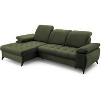 ECKSCHLAFSOFA Bello dunkelgrün links - Dunkelgrün/Schwarz, Textil (265/156cm) - Beautysofa