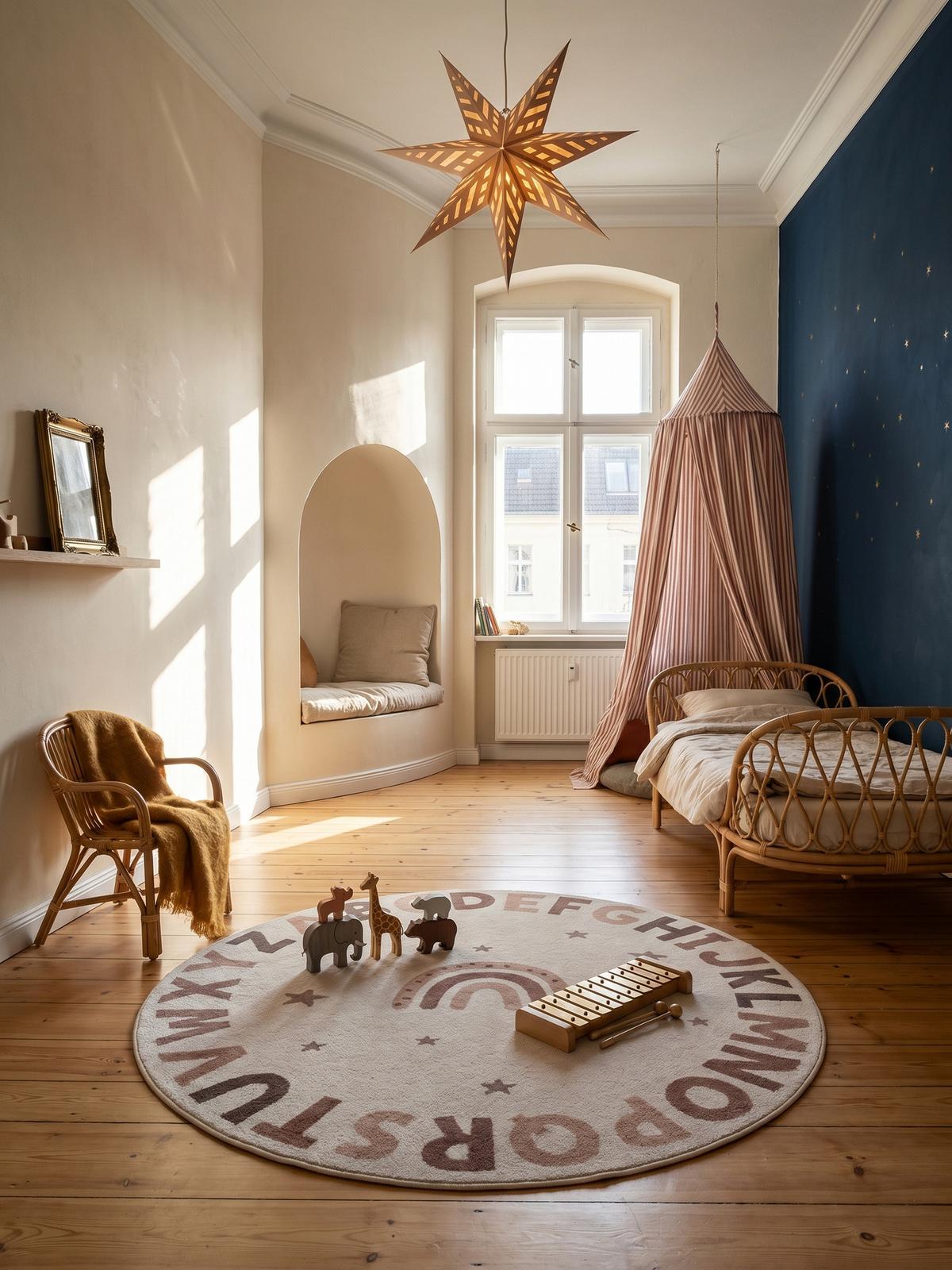 SPIELTEPPICH Waschbar TINO in Creme, mit Alphabet-Motiv, Ø 160 cm - Beige, Textil (160/160cm) - KADIMA DESIGN