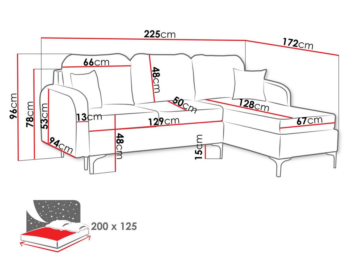 ECKSOFA Venice, Seite: Links - Schwarz/Naturfarben, Holz/Textil (225/172cm) - MIRJAN24