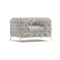 CHESTERFIELD-SESSEL Vertex Grau Samt - Goldfarben/Grau, Holz/Textil (125/75/100cm) - S-Style Möbel