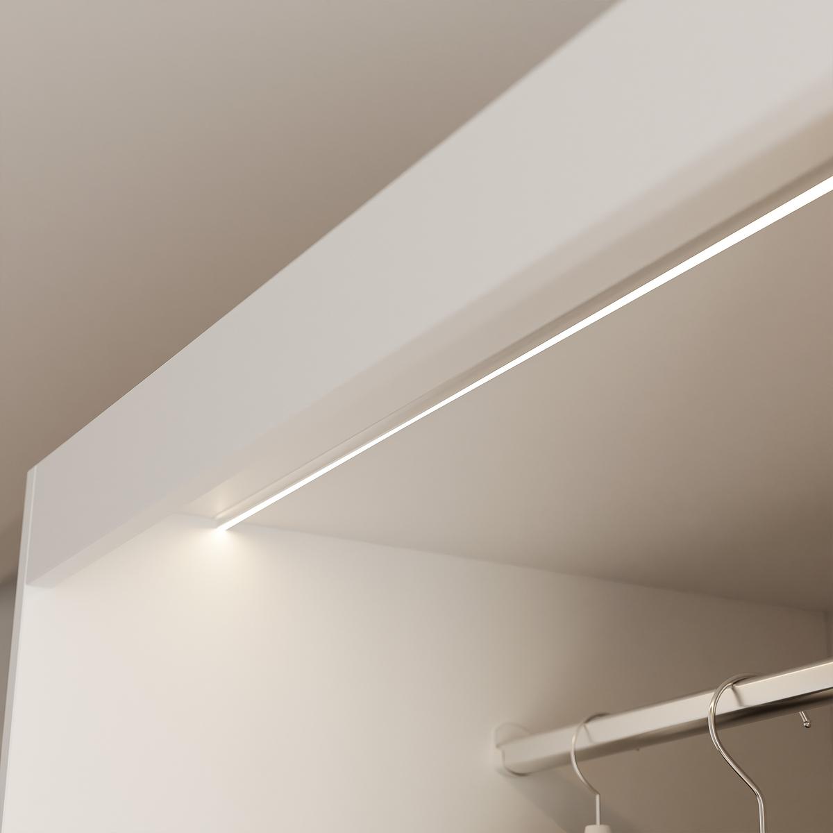 SCHIEBETÜRENSCHRANK SILENTE 140 cm mit Einlegeböden und Kleiderstange - Weiß, Holzwerkstoff (140/215/60cm) - Idohome