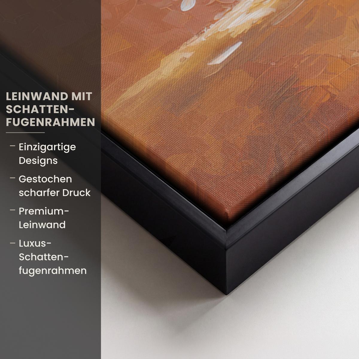 LEINWAND Bilder mit Rahmen - Abstrakt - Baum - Weiß - Blätter - 80x60 - Braun, Textil (80/60cm) - MuchoWow