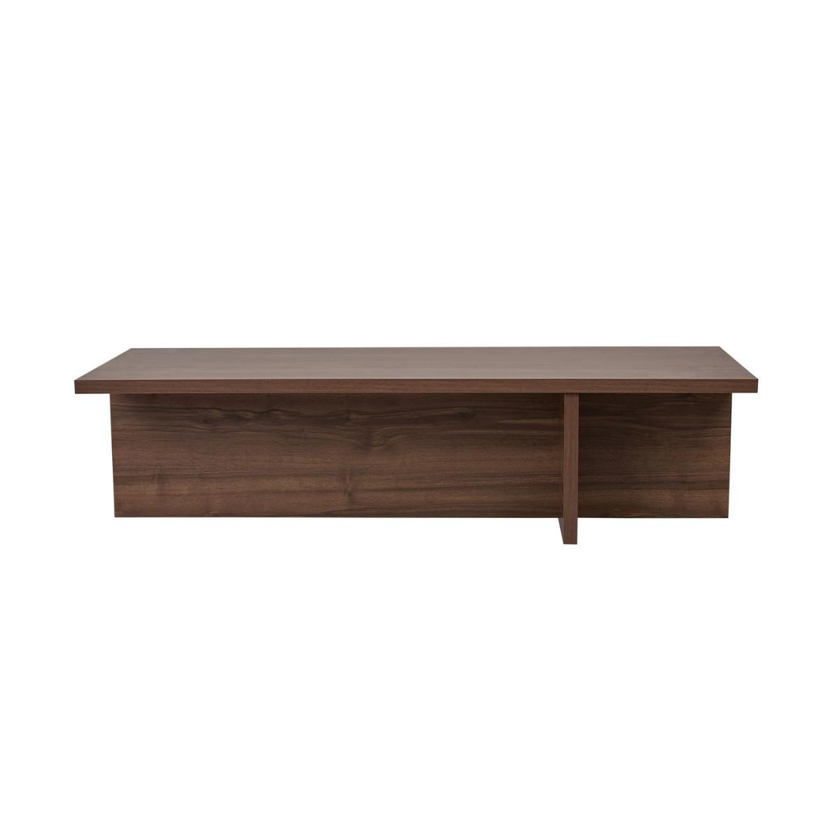 COUCHTISCH mit rechteckiger Platte und asymmetrischem Fuß L120 cm - HARBOR - Naturfarben, Holzwerkstoff (50/45/30cm) - Calicosy