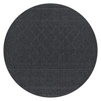 FLACHWEBTEPPICH, mit Rautenmuster, aus Polypropylen, Anthrazit, Ø 120 cm - Anthrazit, Textil (120/120cm) - KADIMA DESIGN