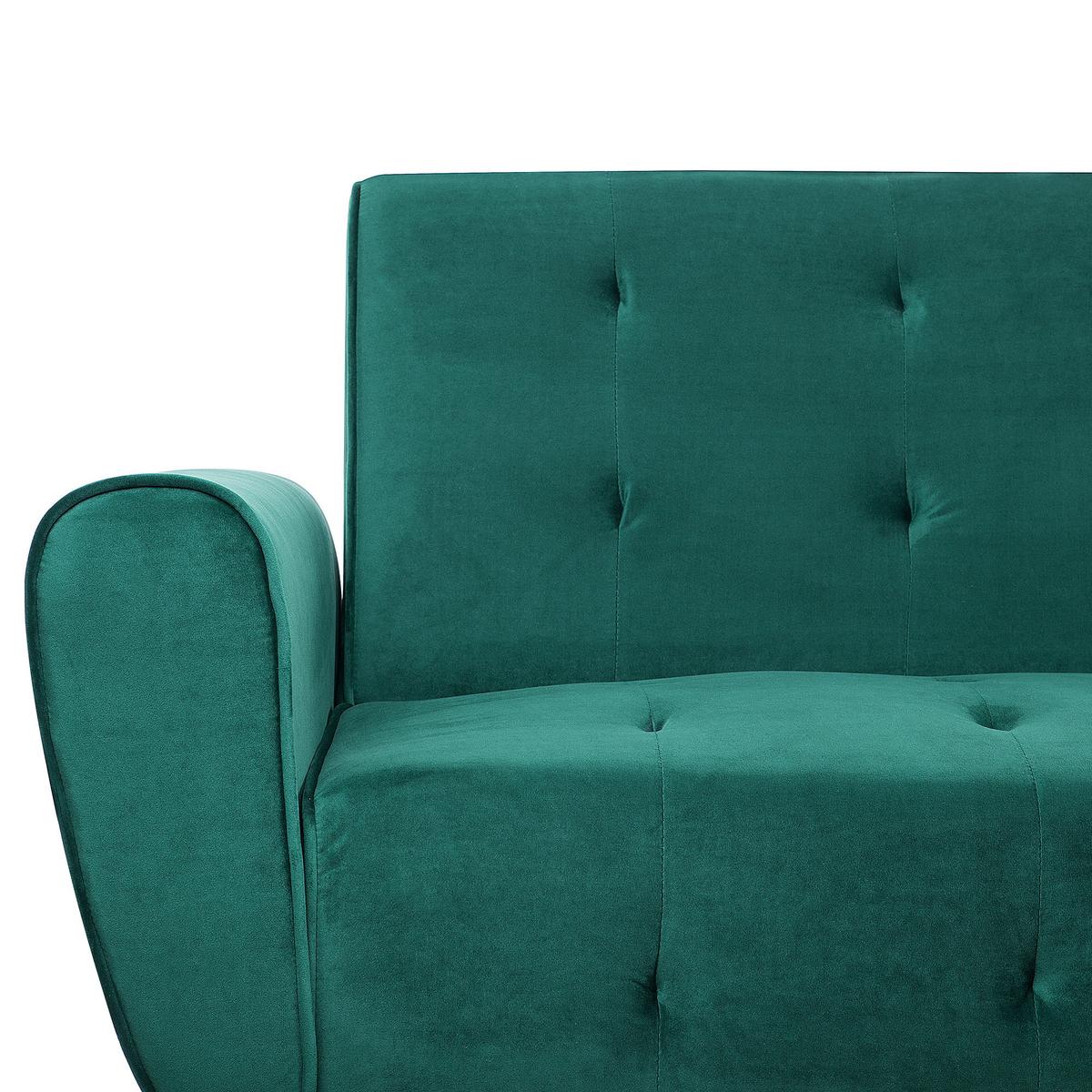 3-SITZER-SCHLAFSOFA Samtstoff Smaragdgrün Selnes - Hellgrün, Textil (212/85/84cm) - Beliani