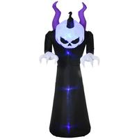 210 cm Aufblasbar Gespenst mit Kürbiskopf Halloweendeko mit LED Wasserdicht - Schwarz, Kunststoff (79/210/88cm) - Outsunny