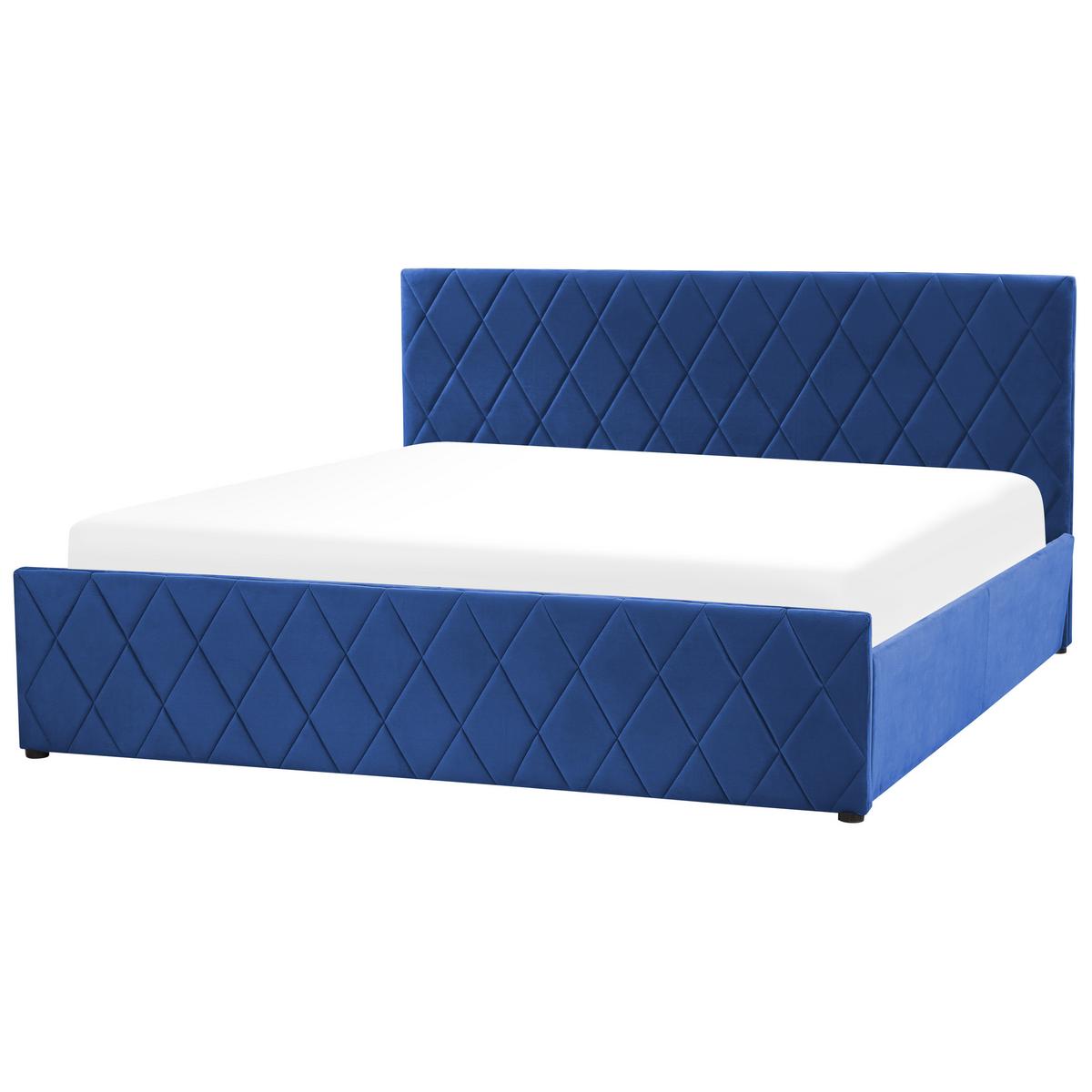 BETT mit Stauraum 180/200 cm Marineblau Rochefort - Blau, Textil (180/200cm) - Beliani