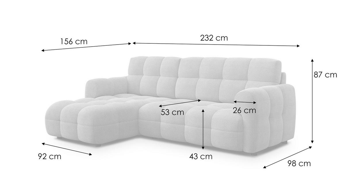 ECKSOFA MELLOW 3-Sitzer, beige - Beige/Schwarz, Holz/Textil (232/156cm) - Wozimo
