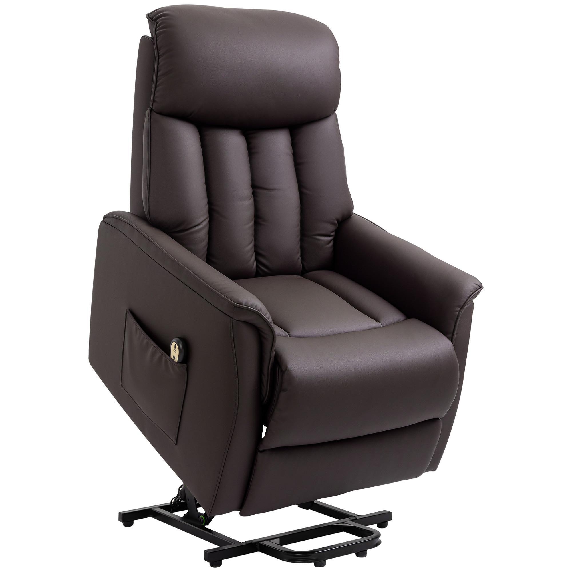 SESSEL mit Aufstehhilfe Kunstleder braun - Schwarz/Braun, Leder/Kunststoff (94/104/80cm) - HOMCOM