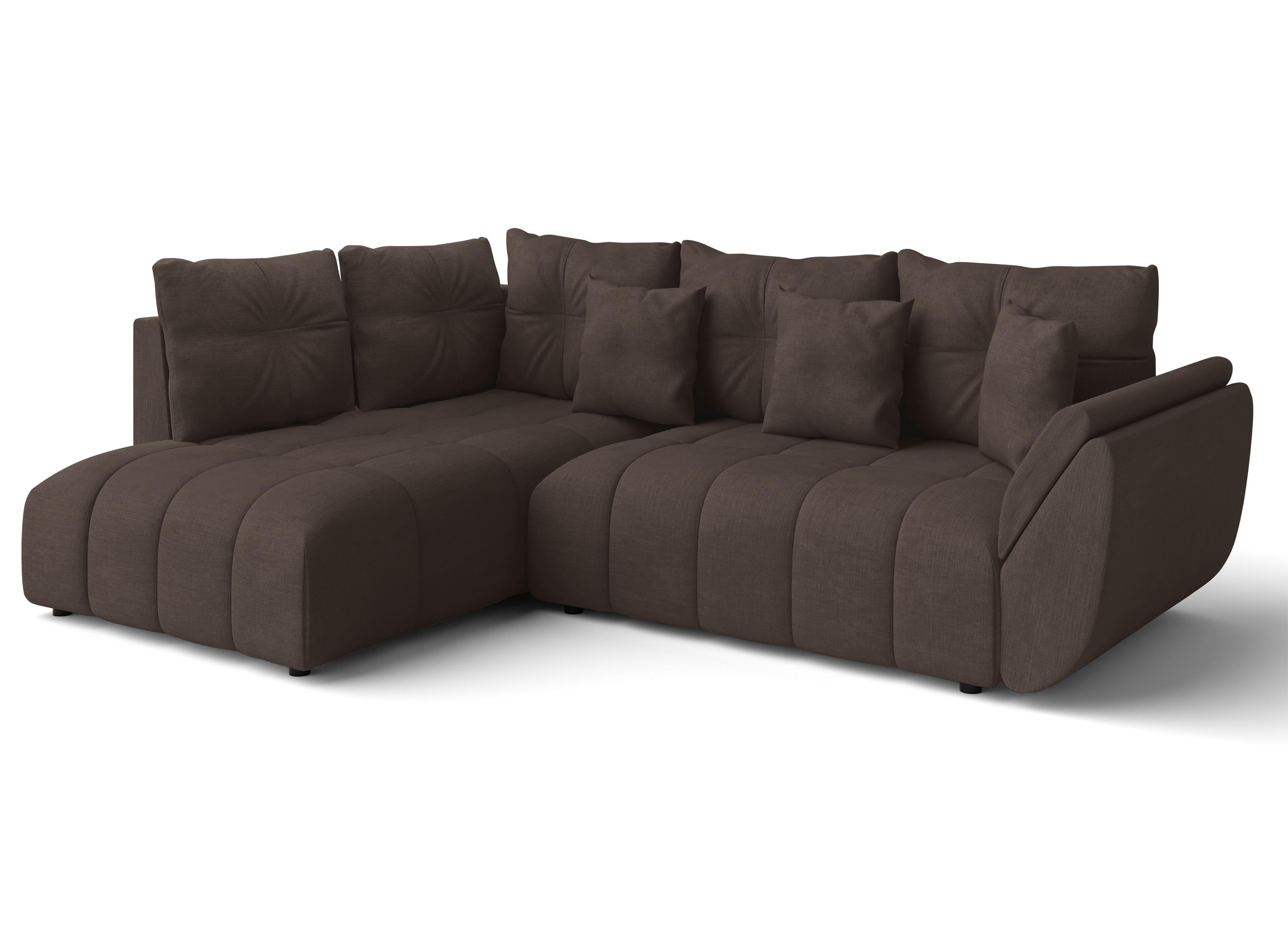 ECKSOFA L Form Corleone Braun 268/192/96 cm mit Schlaffunktion - Schwarz/Braun, Kunststoff/Textil (268/192cm) - AX Living