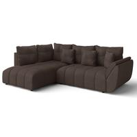 ECKSOFA L Form Corleone Braun 268/192/96 cm mit Schlaffunktion - Schwarz/Braun, Kunststoff/Textil (268/192cm) - AX Living