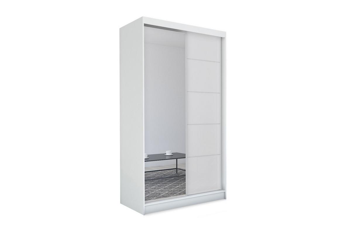 SCHWEBETÜRENSCHRANK MIRELLA 150/216/61 cm 2-türig mit Spiegel Weiß - Weiß, Holzwerkstoff (150/216/61cm) - MASSENO
