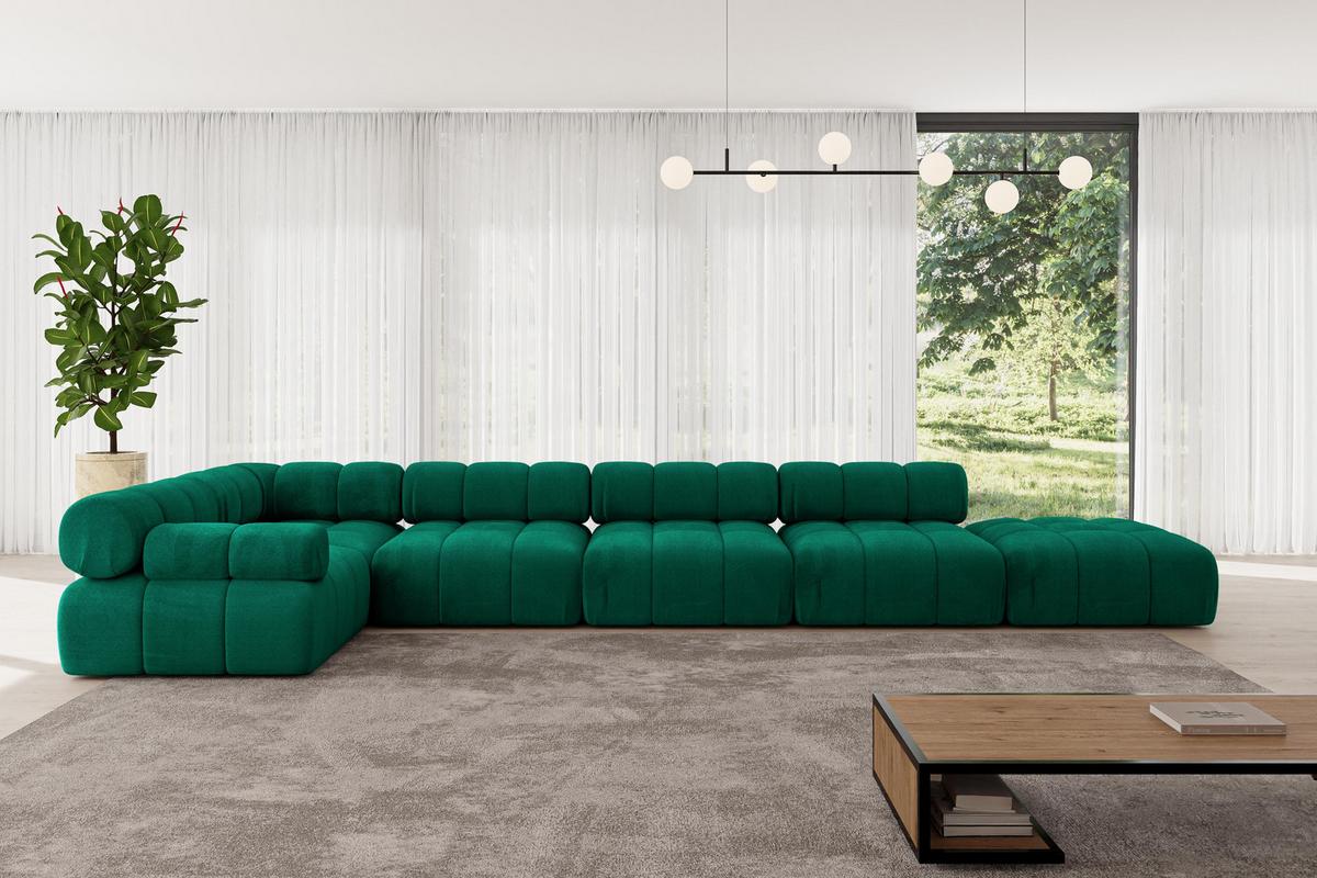 ECKSOFA modulares Sofa Felto-L3 - 475x190x70 cm Dunkelgrün Velours - Dunkelgrün, Holzwerkstoff/Textil (475/190cm) - ALTDECOR