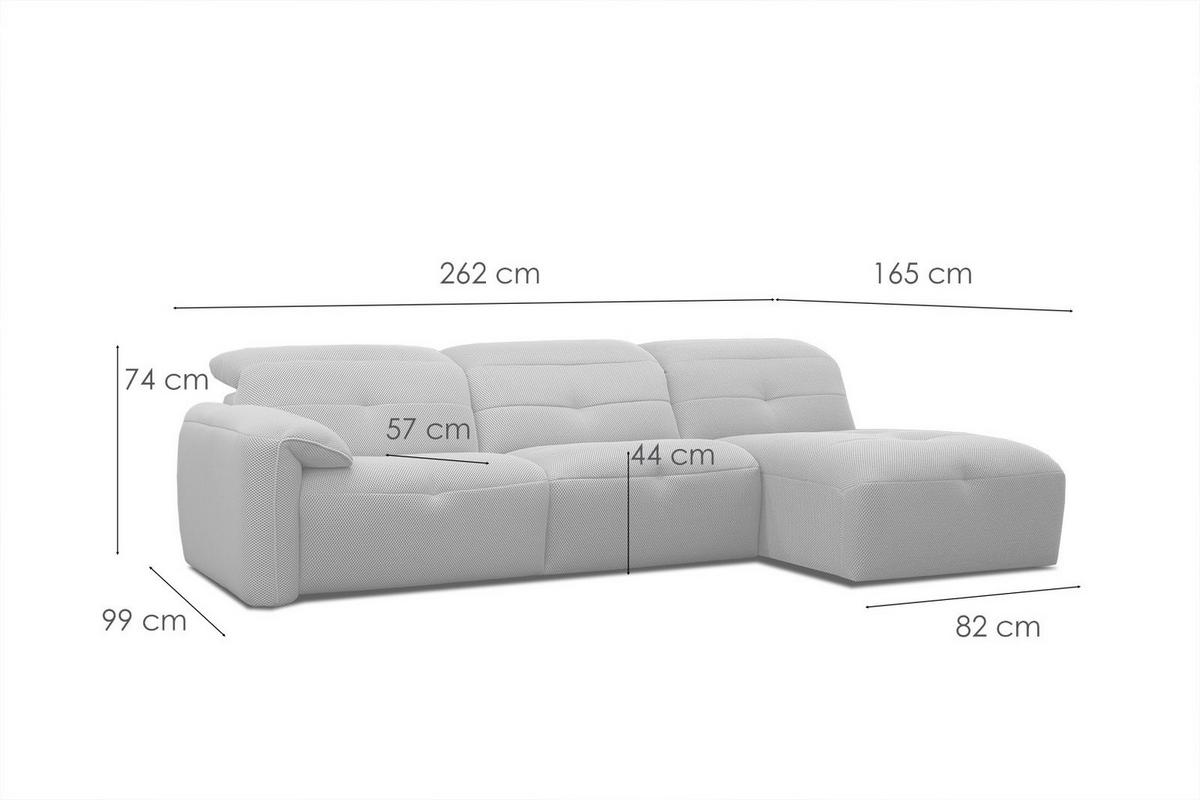 ECKSOFA TRENTO 4-Sitzer mit 1 Relaxfunktion, grau - Schwarz/Grau, Holzwerkstoff/Kunststoff (262/165cm) - Wozimo