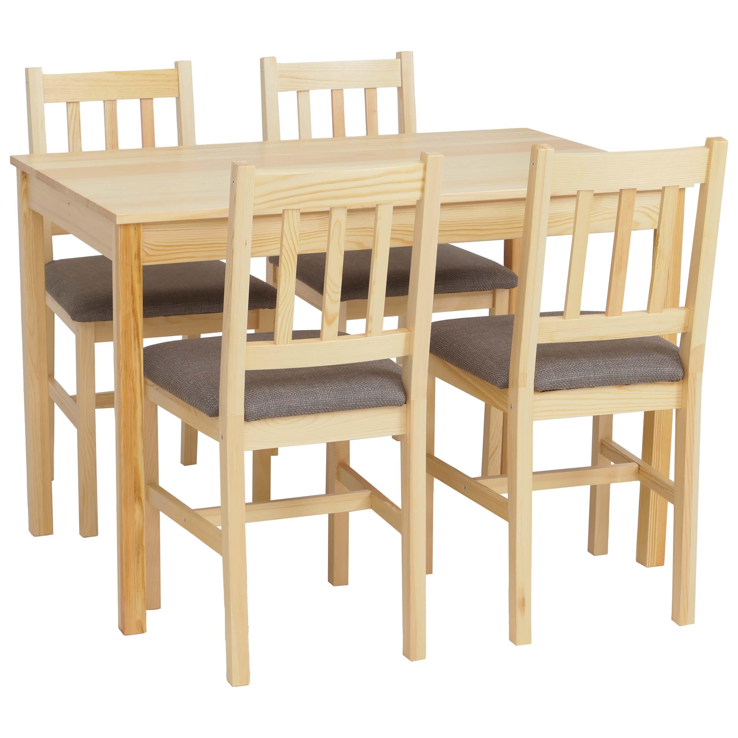 ESSZIMMER-SET Kiefer Dekor - Hellgrau/Kieferfarben, Holz - MCW