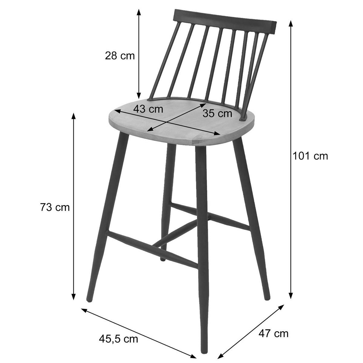 BARHOCKER Braun 2er-Set - Braun, Holz (45/101/47cm) - MCW