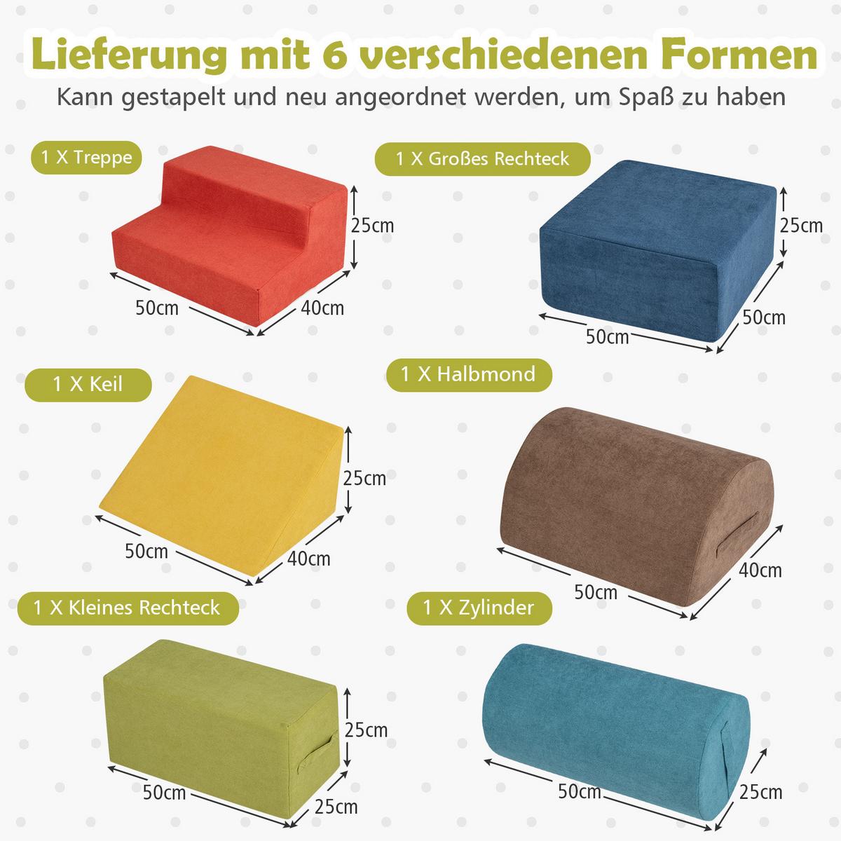 SCHAUMSTOFFBLOCK Farbig (6-teilig) - Multicolor, Textil (50/25/40cm) - COSTWAY