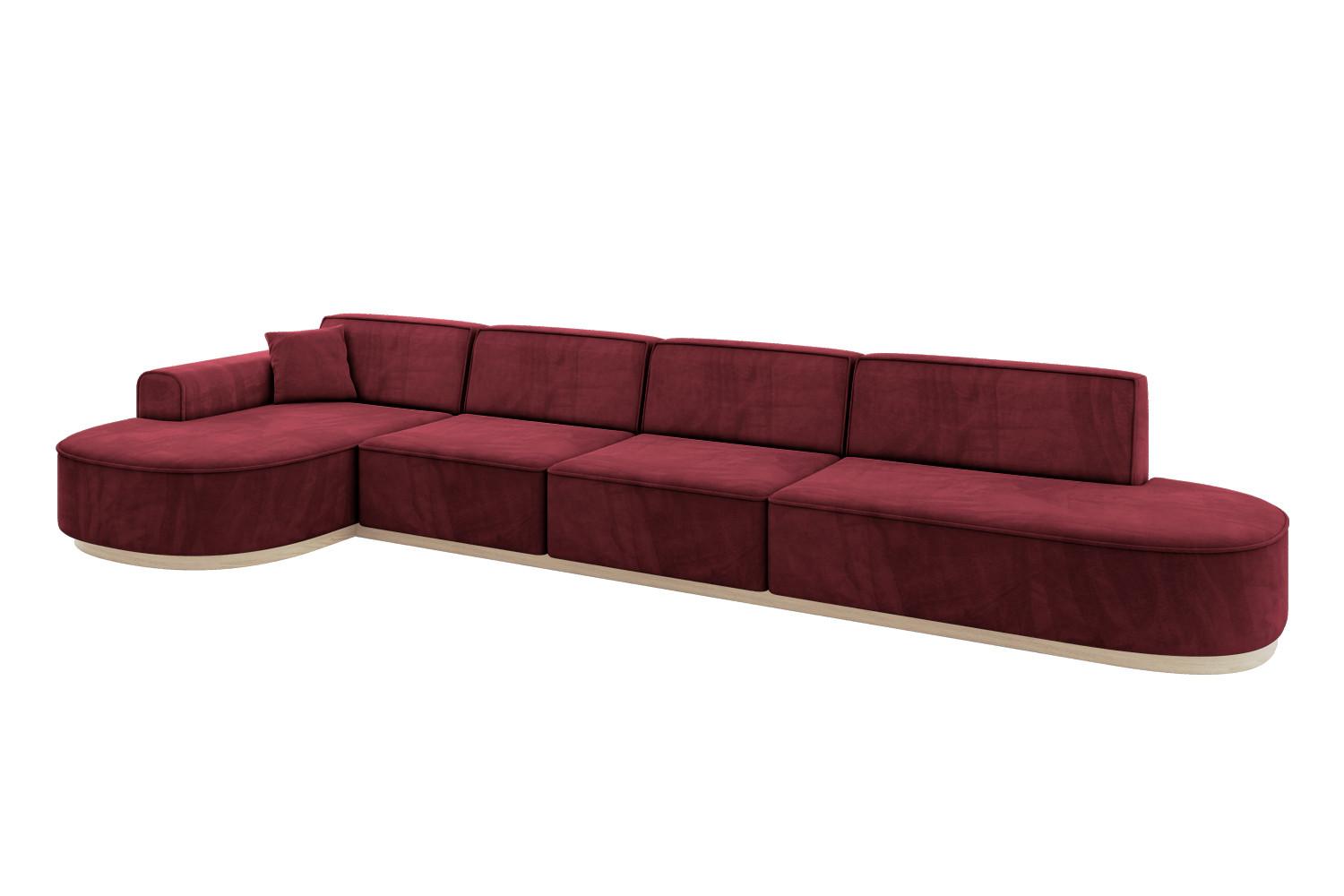 ECKSOFA Ottomane Links MARI-L3-v1 - 413x171x83 cm Bordeaux Velours - Bordeaux, Holzwerkstoff/Textil (413/171cm) - ALTDECOR