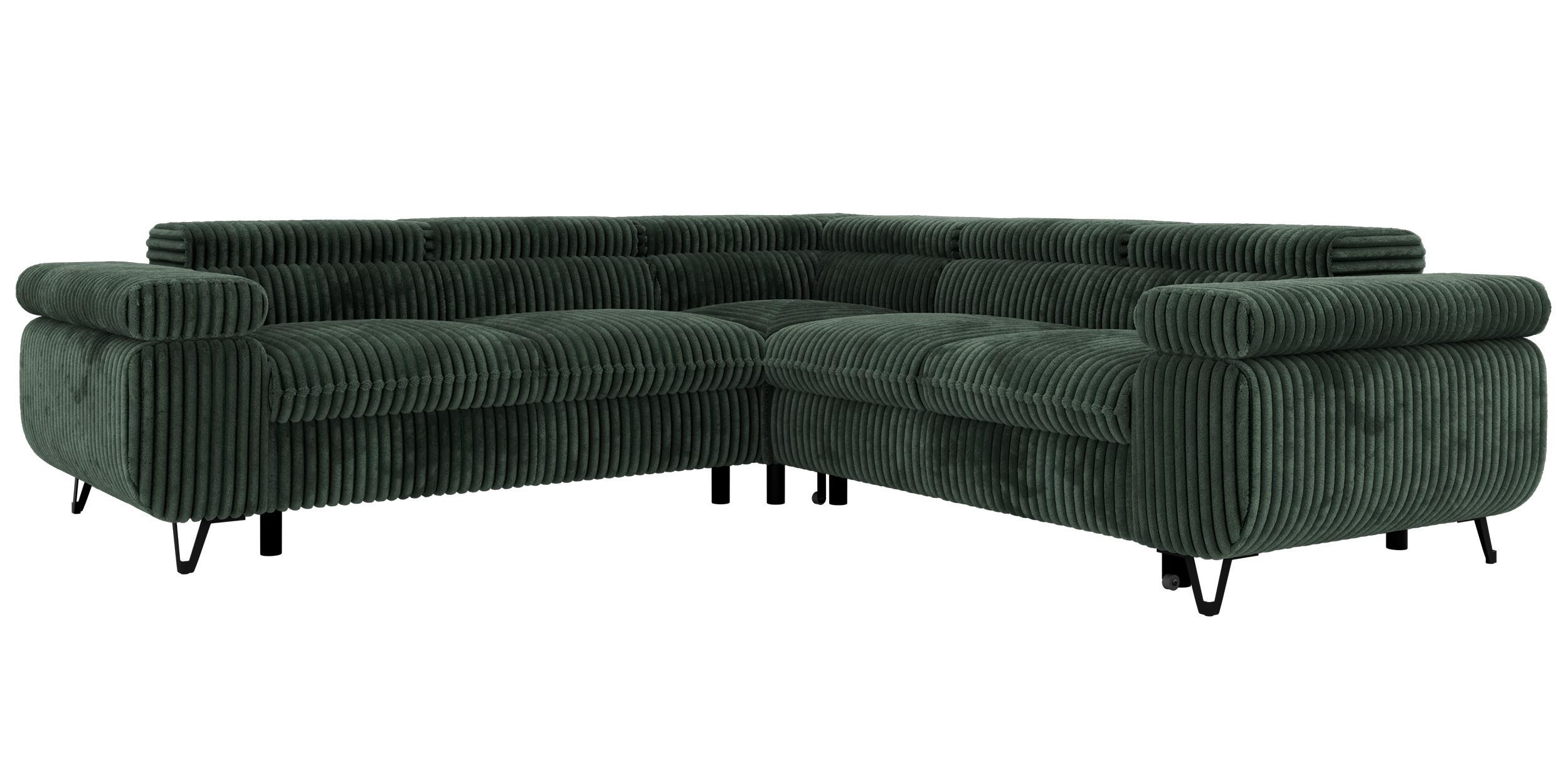 ECKSOFA QUADRO L - Dunkelgrün Cord - Links Seite - Dunkelgrün/Schwarz, Textil/Metall (269/269cm) - MKS