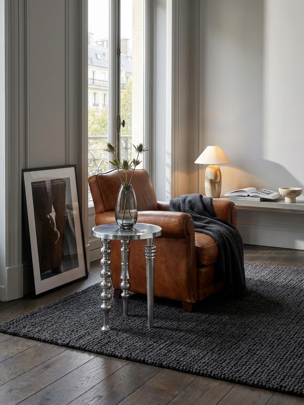 BEISTELLTISCH – Aluminium Silber Dreibein Design 44x44x63 cm - Silberfarben, Metall (44/44/63cm) - KADIMA DESIGN