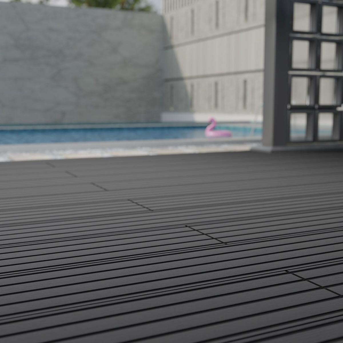 TERRASSENDIELEN WPC Anthrazit 2 m² - Anthrazit, Kunststoff (220/14.6/2.5cm) - Juskys