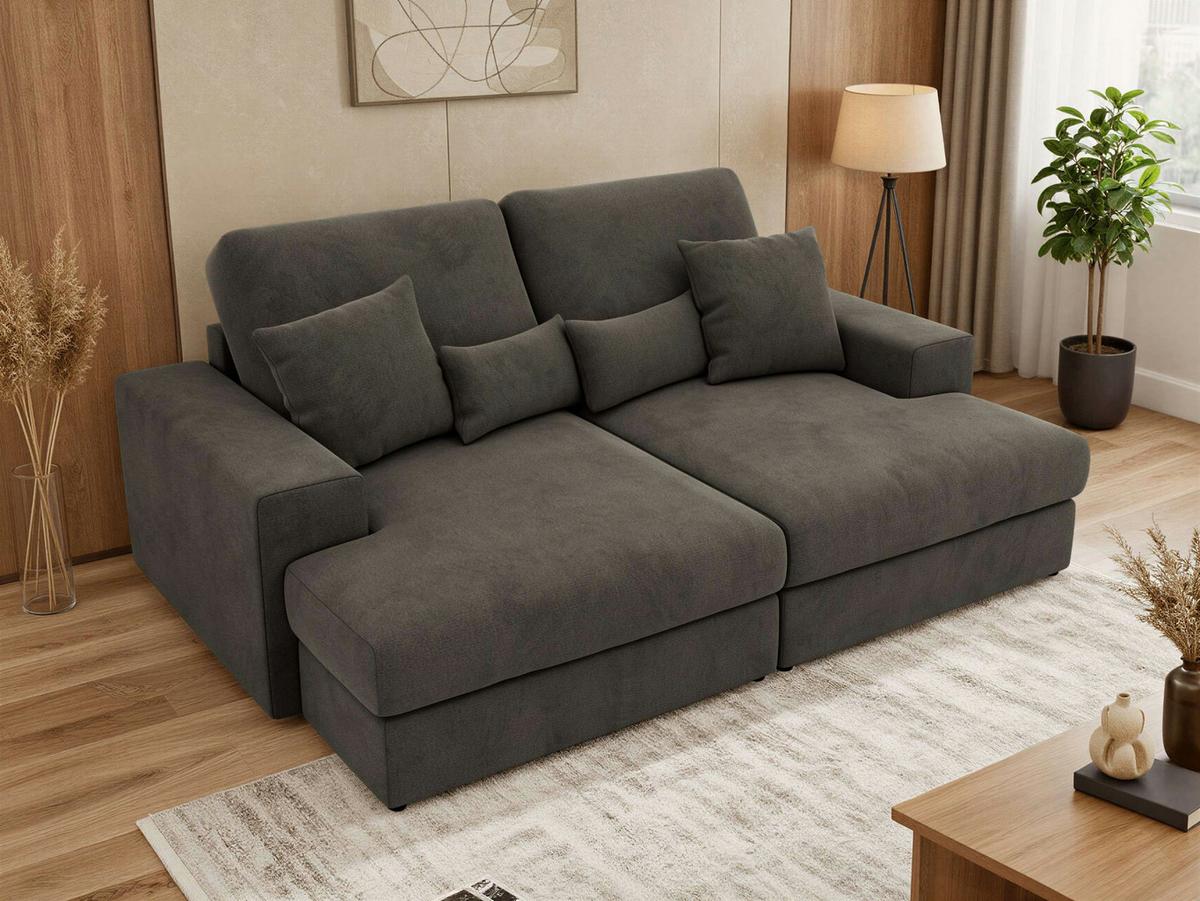 4-SITZER SOFA ANERA - Dunkelgrau Velvet - Dunkelgrau/Schwarz, Kunststoff/Textil (248/107/163cm) - MKS