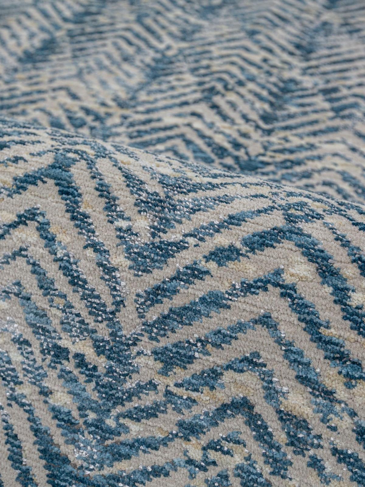 KURZFLORTEPPICH CROAL, Chevron, Natur-Blau, 120 x 160 cm - Blau/Beige, Textil (120/160cm) - KADIMA DESIGN
