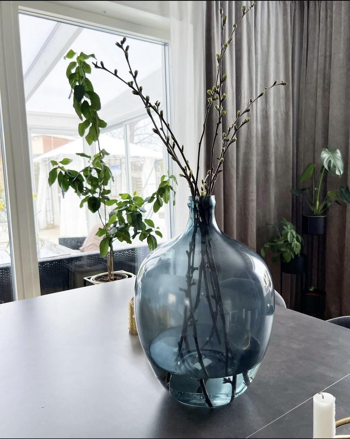 DEKOVASE Glas blau Roti - Blau, Glas (39cm) - Beliani